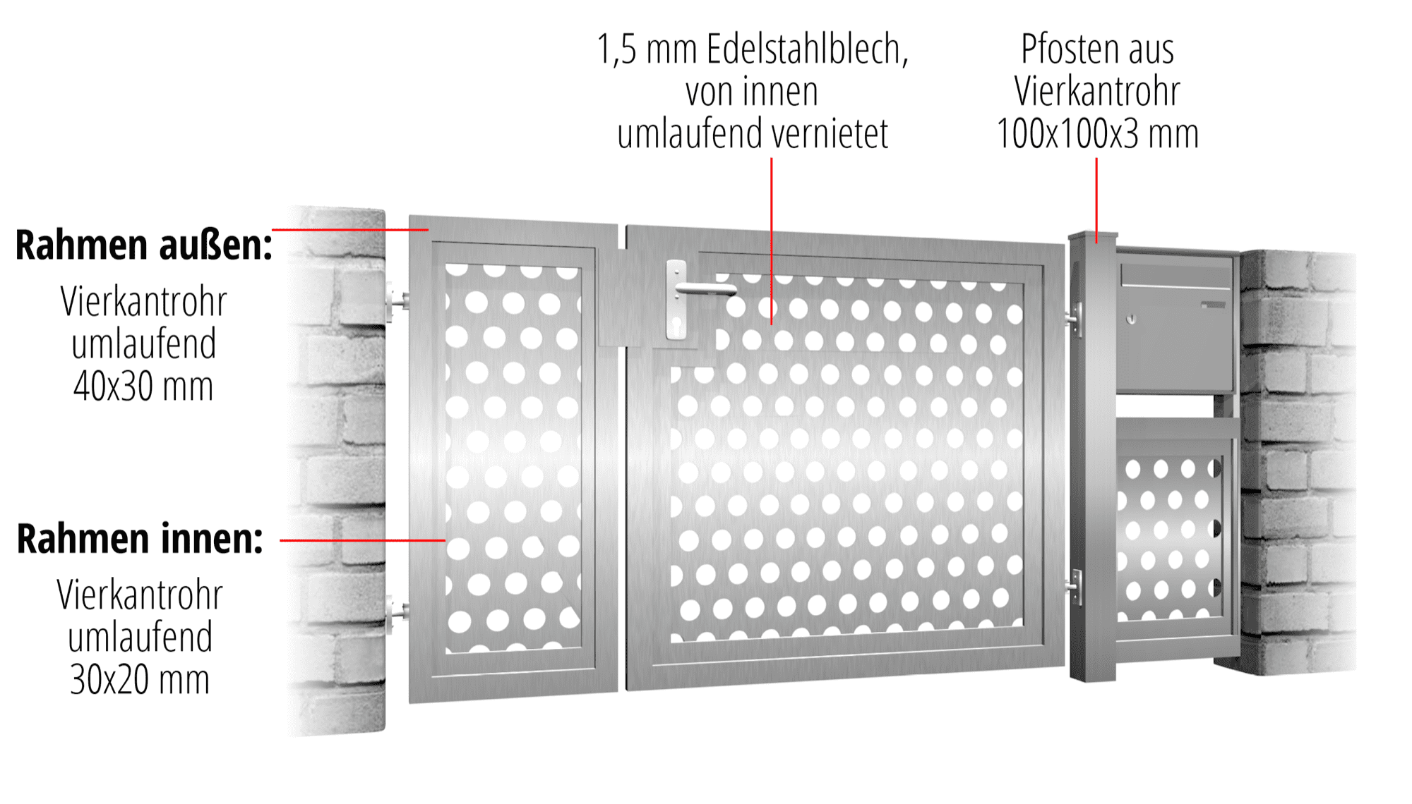 Brise-vue à 2 battants en acier inoxydable pour portillon de jardin RL, GE, BK