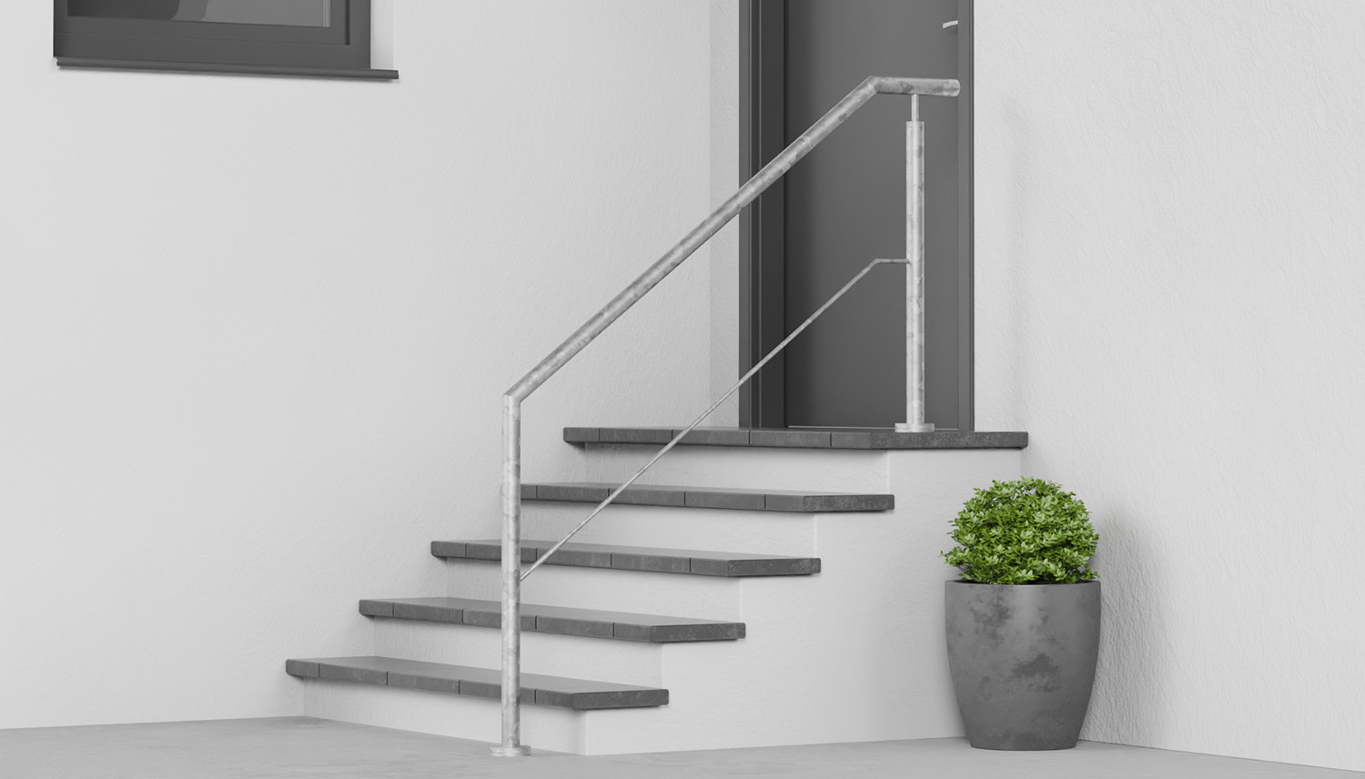 Balustrade d’escalier en acier galvanisé FAS 1-3 croisillons 