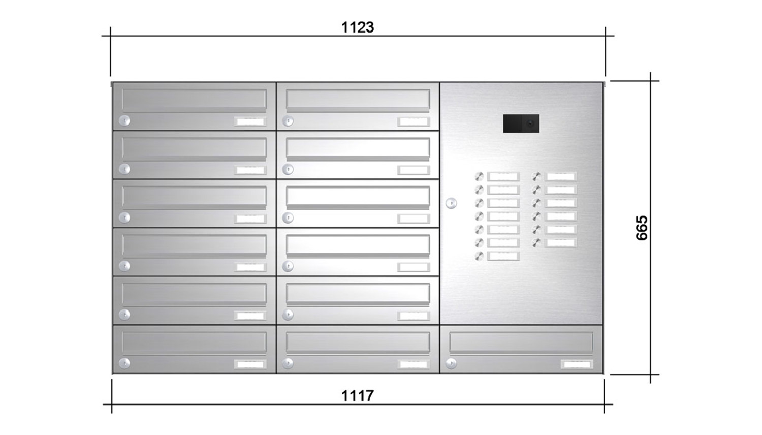Briefkastenanlage | Aufputz | 13-fach | Waagerecht | Audio | Video | Edelstahl