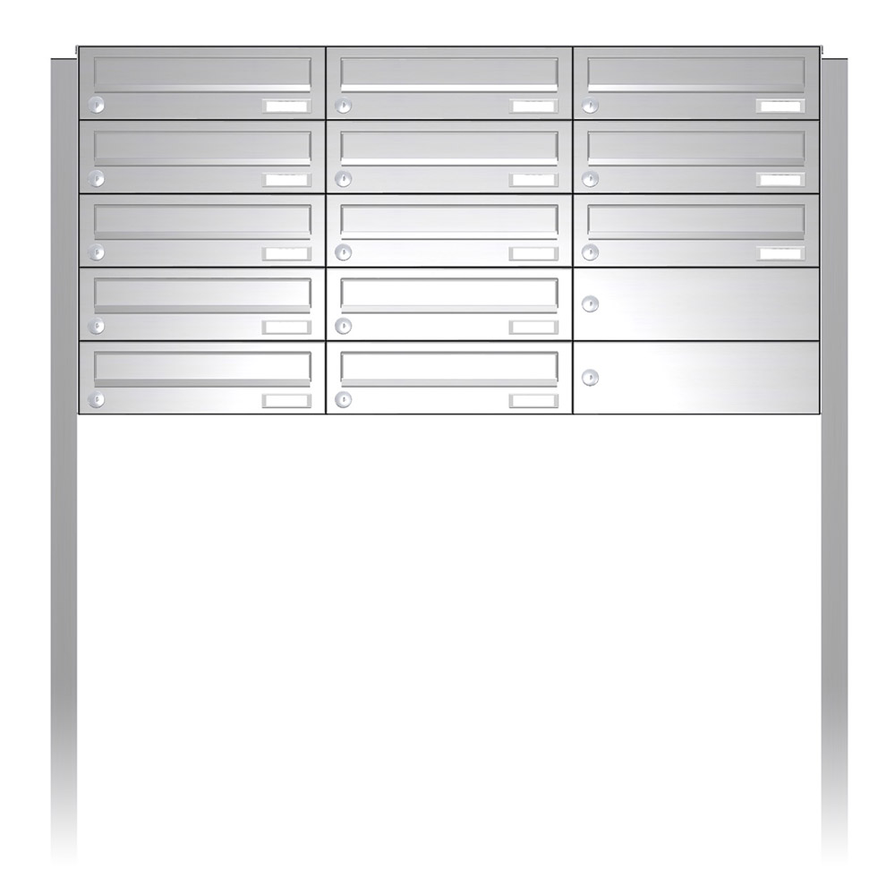 Briefkastenanlage | Freistehend | 13-fach | Waagerecht | Edelstahl