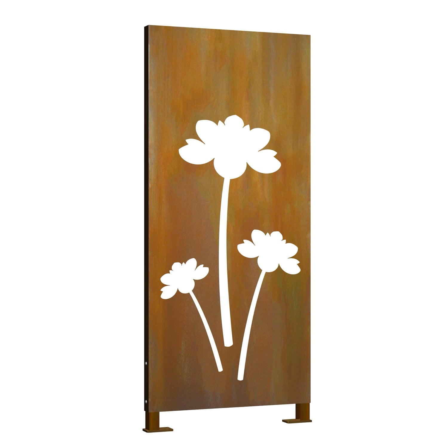 Brise-vue en acier Corten stèle fleur 