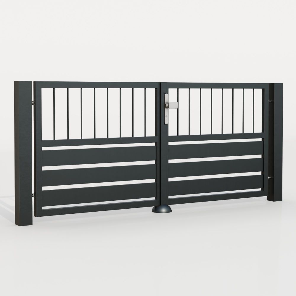 Portail de jardin en aluminium, brise-vue à 2 battants KSV 1, GE