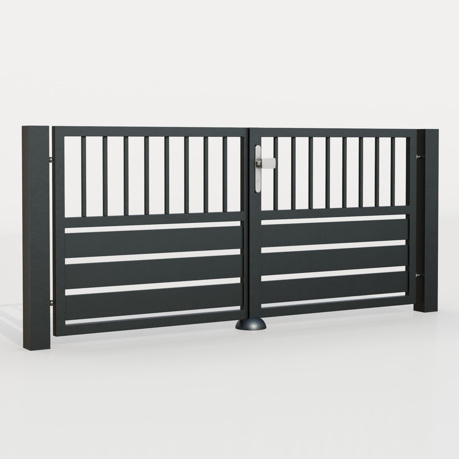 Portail de jardin en aluminium, brise-vue à 2 battants KSV 1, GE
