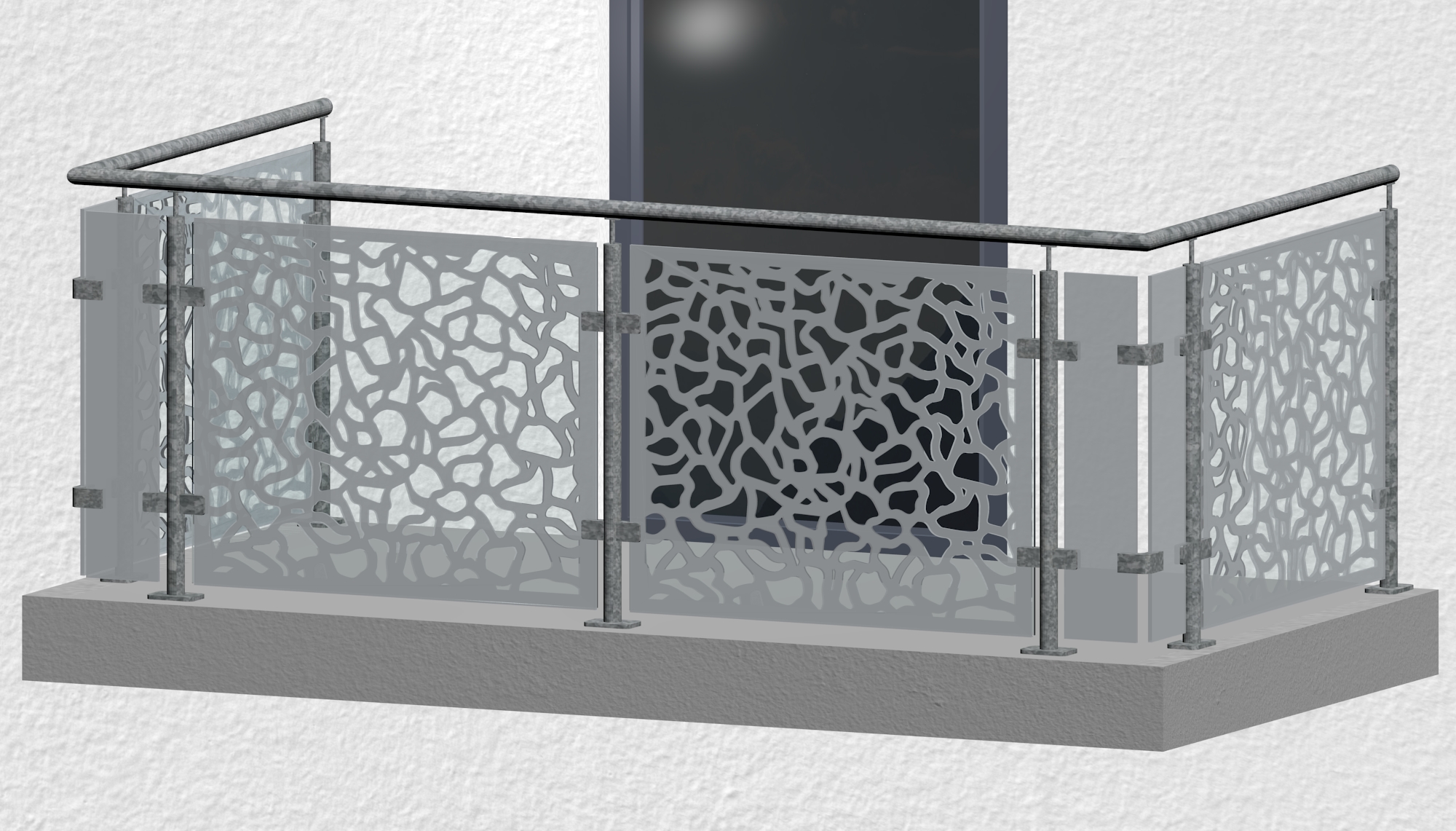 Balustrade de balcon en acier galvanisé design verre AB 2 MO 