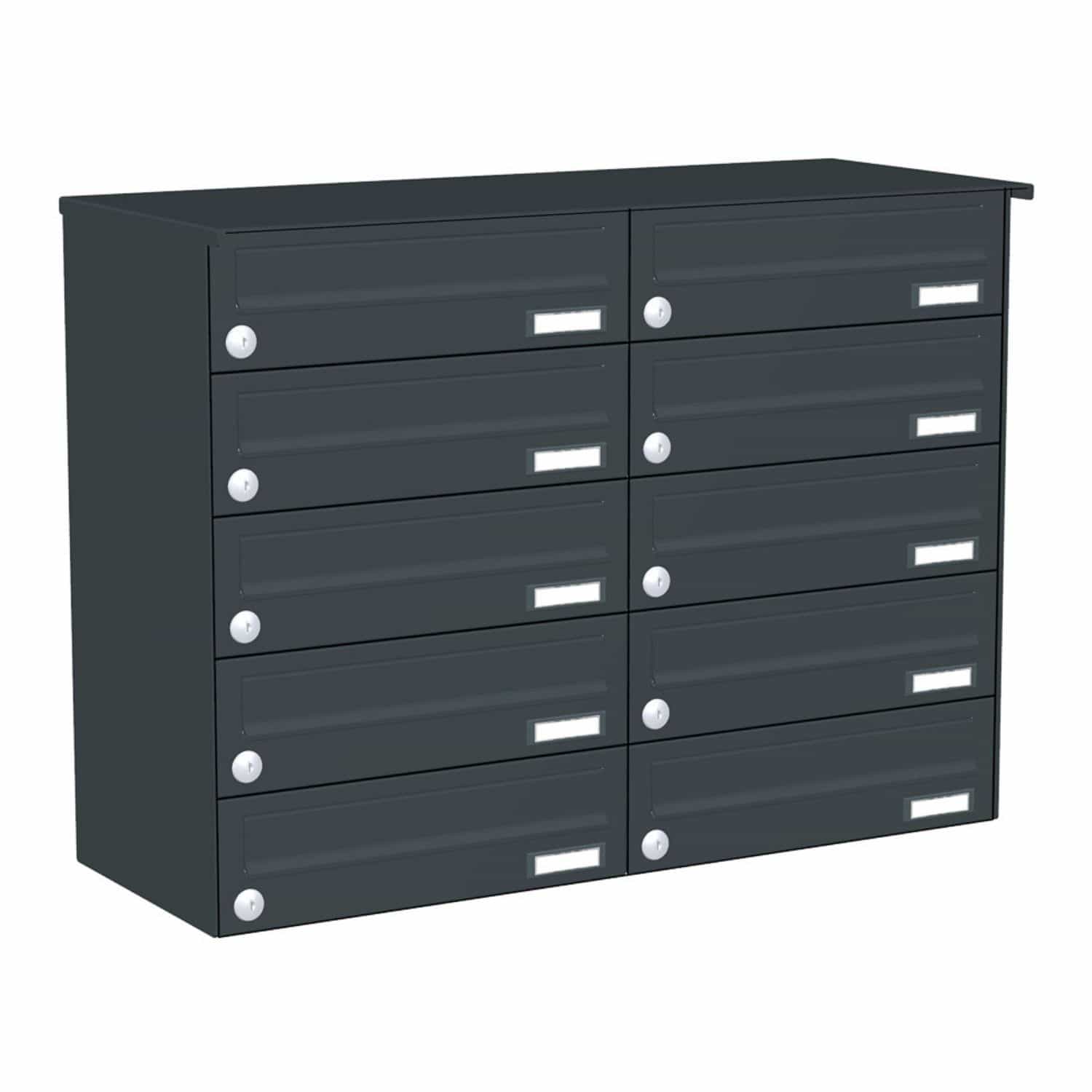 Briefkastenanlage | Aufputz | 10-fach | Waagerecht | Farbe