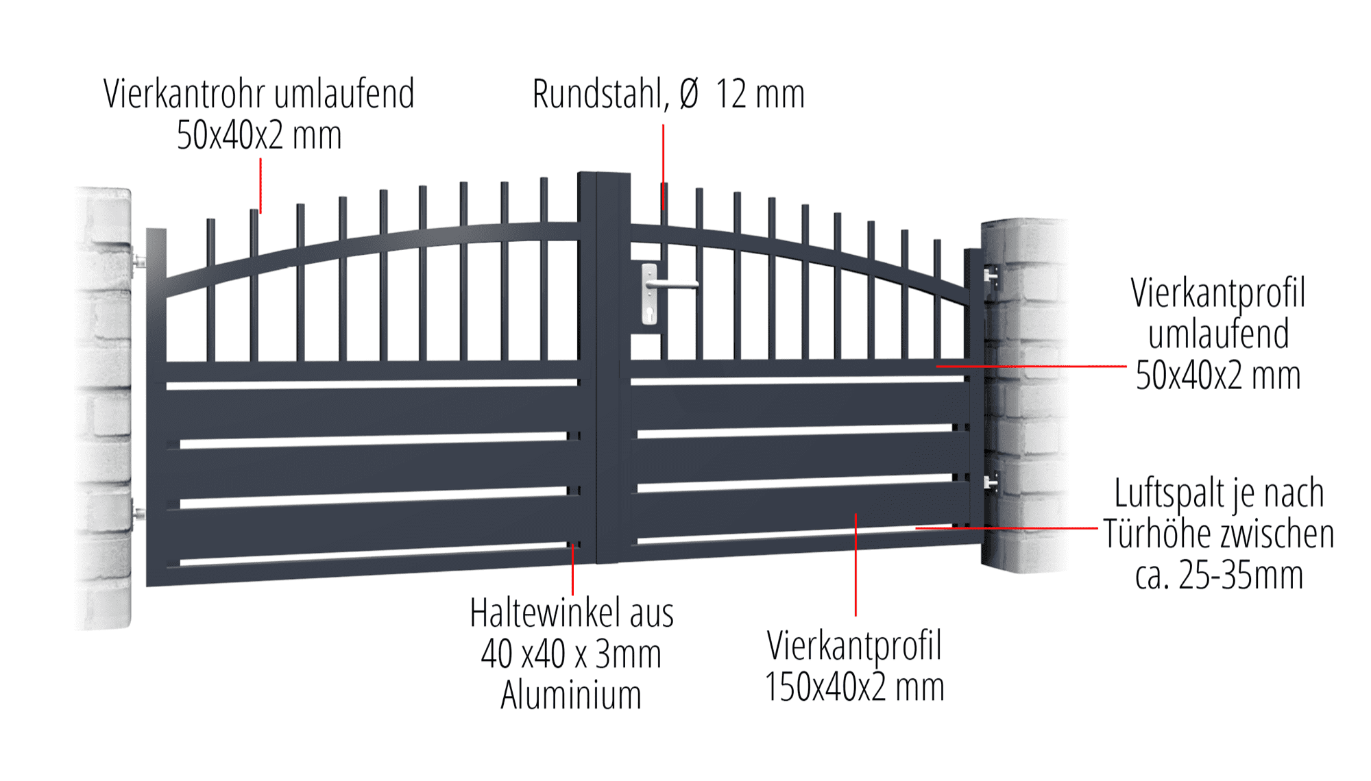 Portail de jardin aluminium brise-vue à 2 battants KSV 2, OB