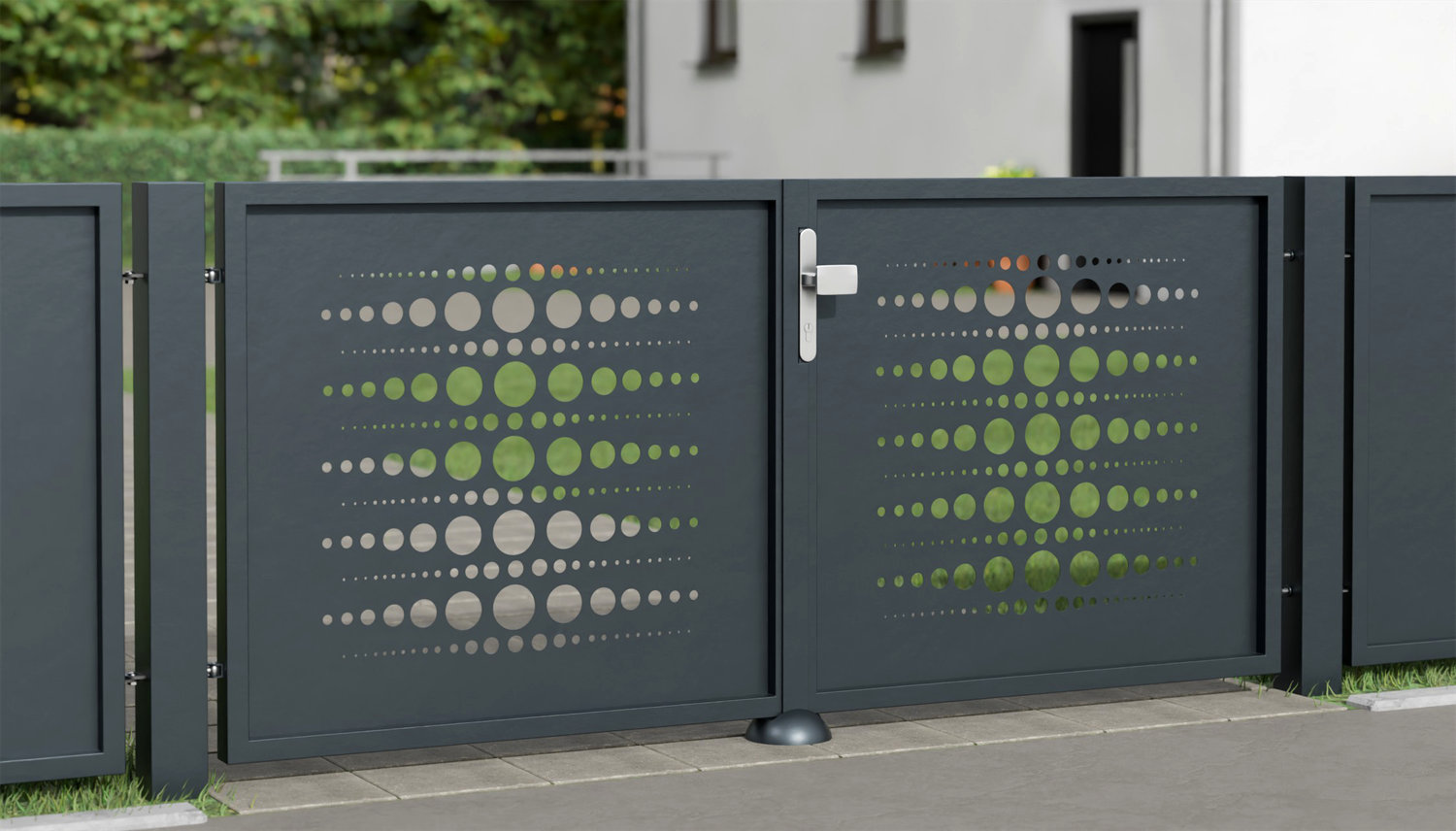 Portail de jardin en aluminium à 2 battants découpés au laser PE 2