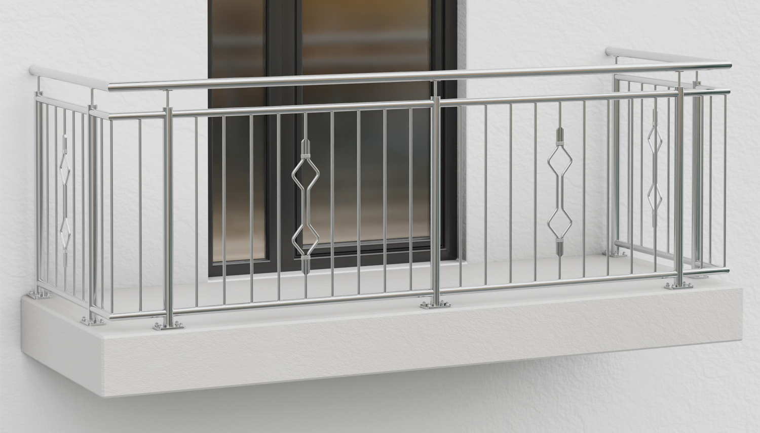 Balustrade de balcon en acier inoxydable Double Triangle 1
