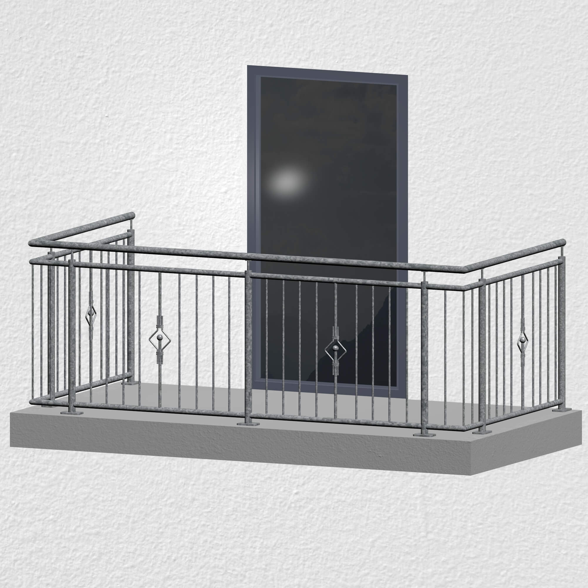 Balustrade de balcon en acier galvanisé ornement boule 