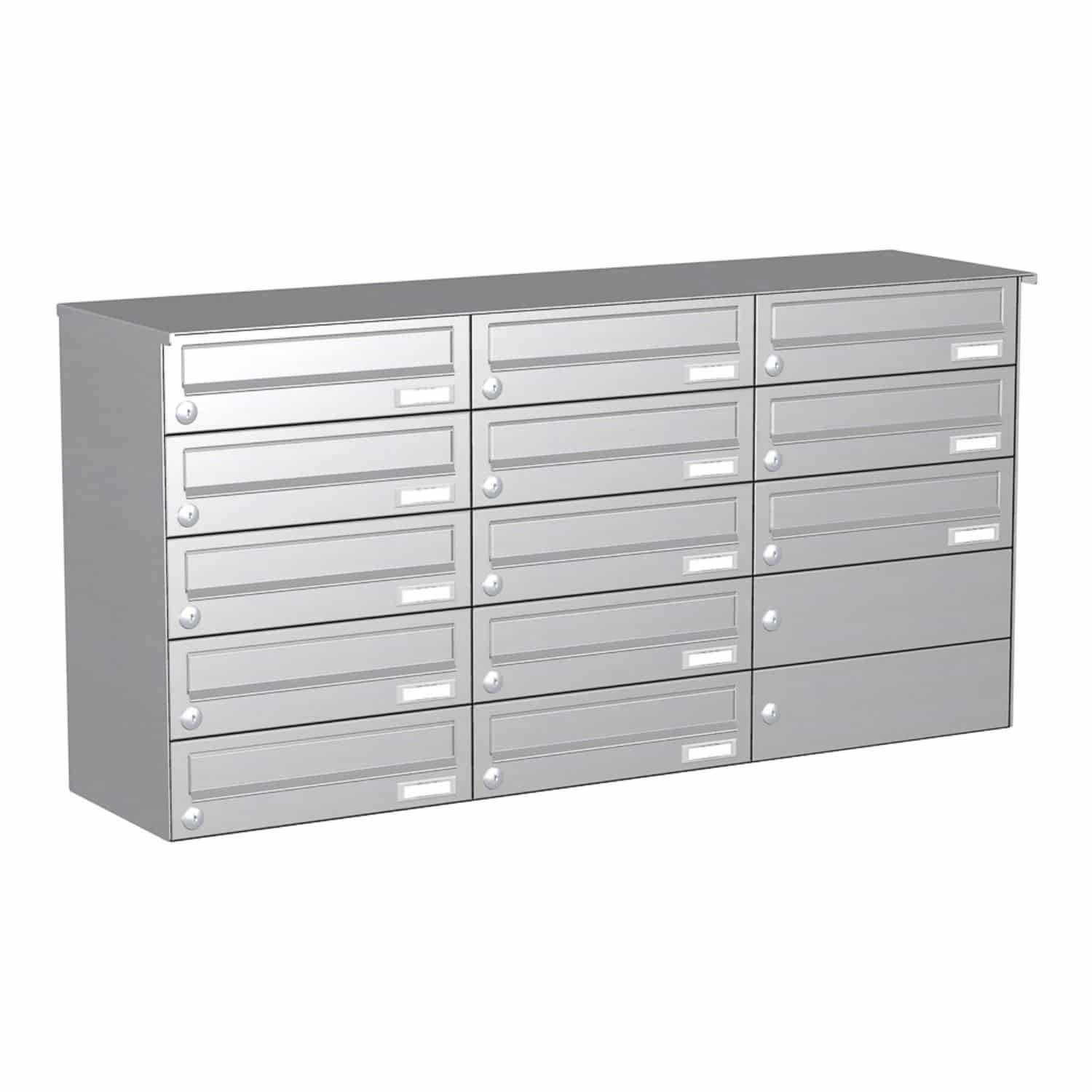 Briefkastenanlage | Aufputz | 13-fach | Waagerecht | Edelstahl