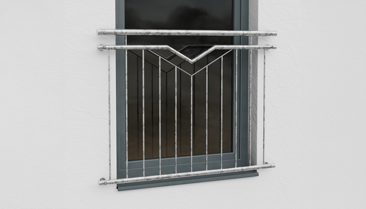 Balcon à la française en acier galvanisé double V