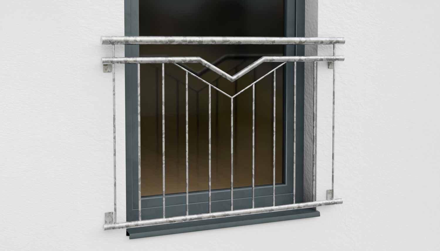 Balcon à la française en acier galvanisé double V