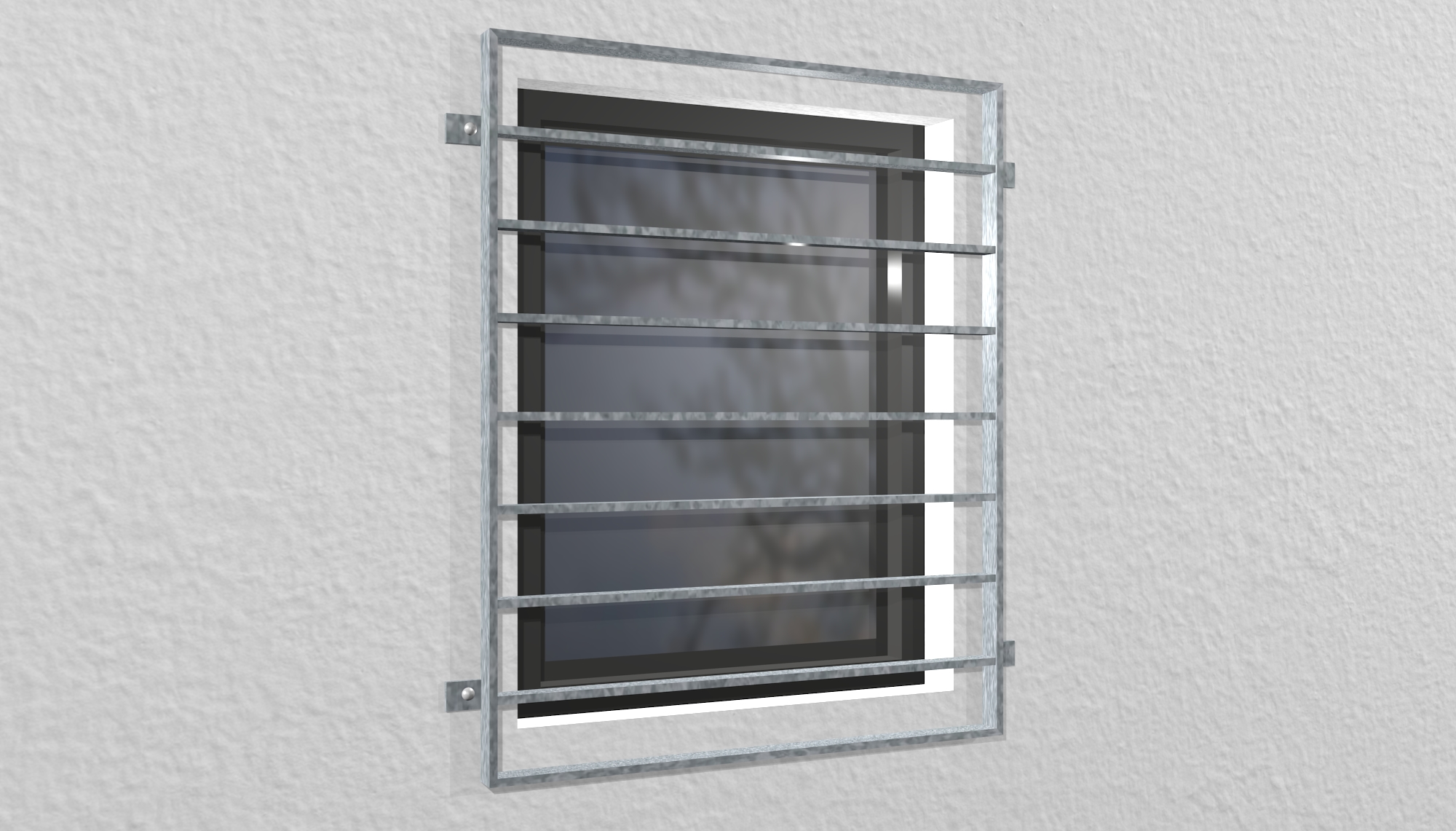 Grille de défense pour fenêtres en acier galvanisé traverse acier plat 