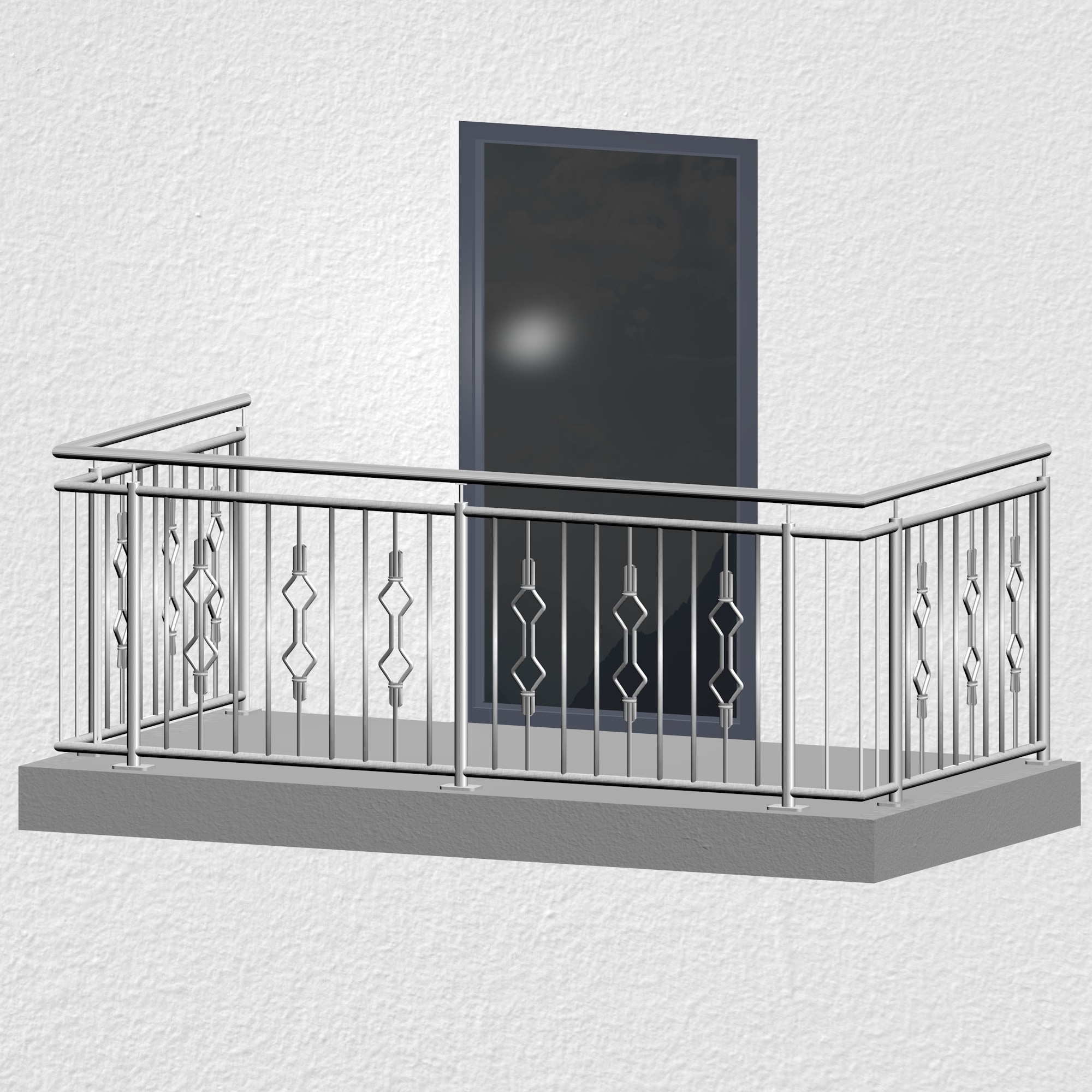 Balustrade de balcon en acier inoxydable Double Triangle 2