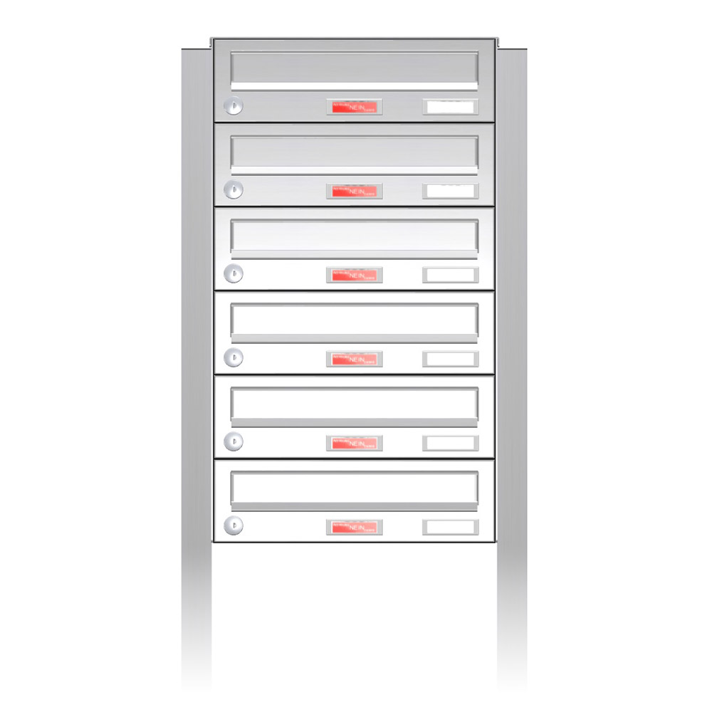 Briefkastenanlage | Freistehend | 6-fach | Waagerecht | Edelstahl