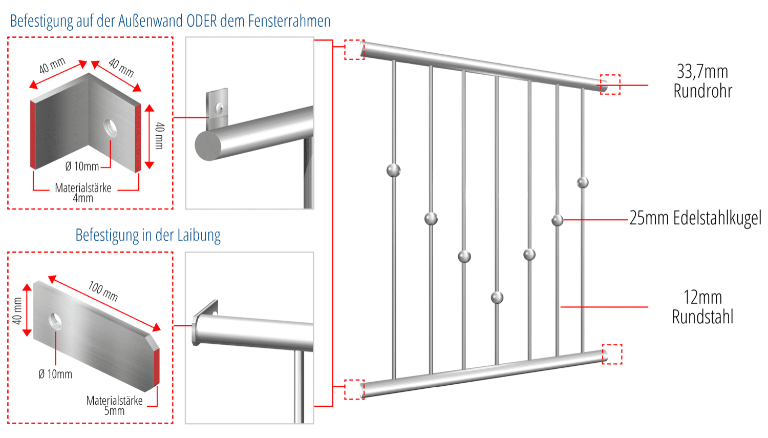 Grille de défense pour fenêtres en acier inoxydable à boules en V 2