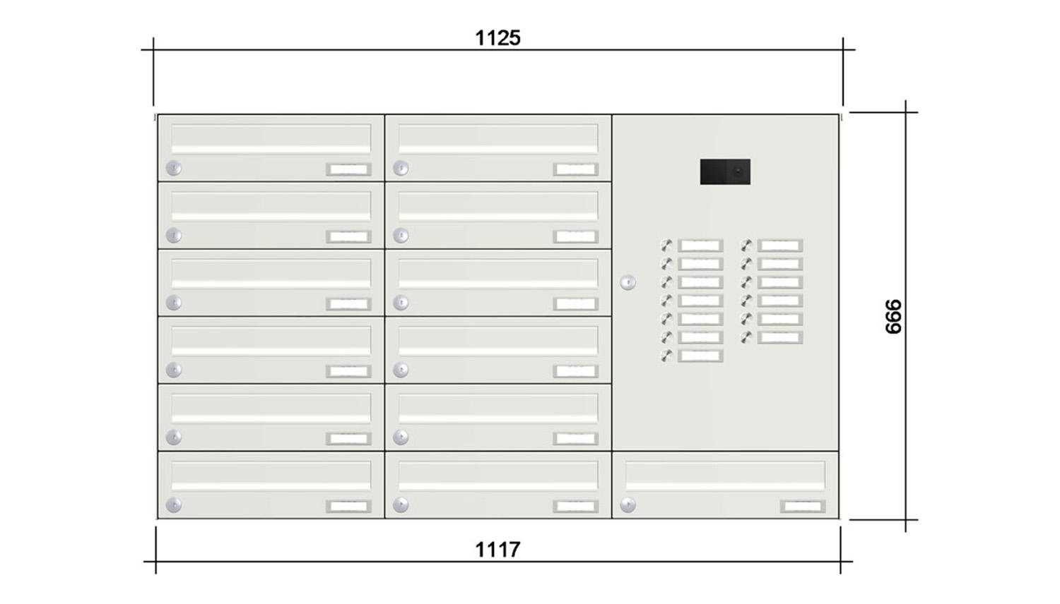 Briefkastenanlage | Aufputz | 13-fach | Waagerecht | Audio | Video | Farbe