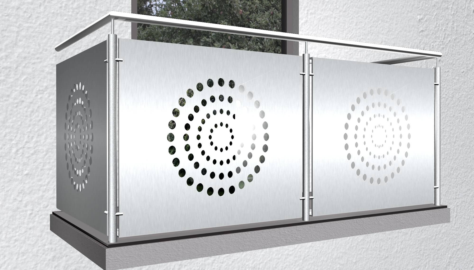 Garde-Corps de balcon design découpé au laser tôle perforée en aluminium  anneaux circulaires