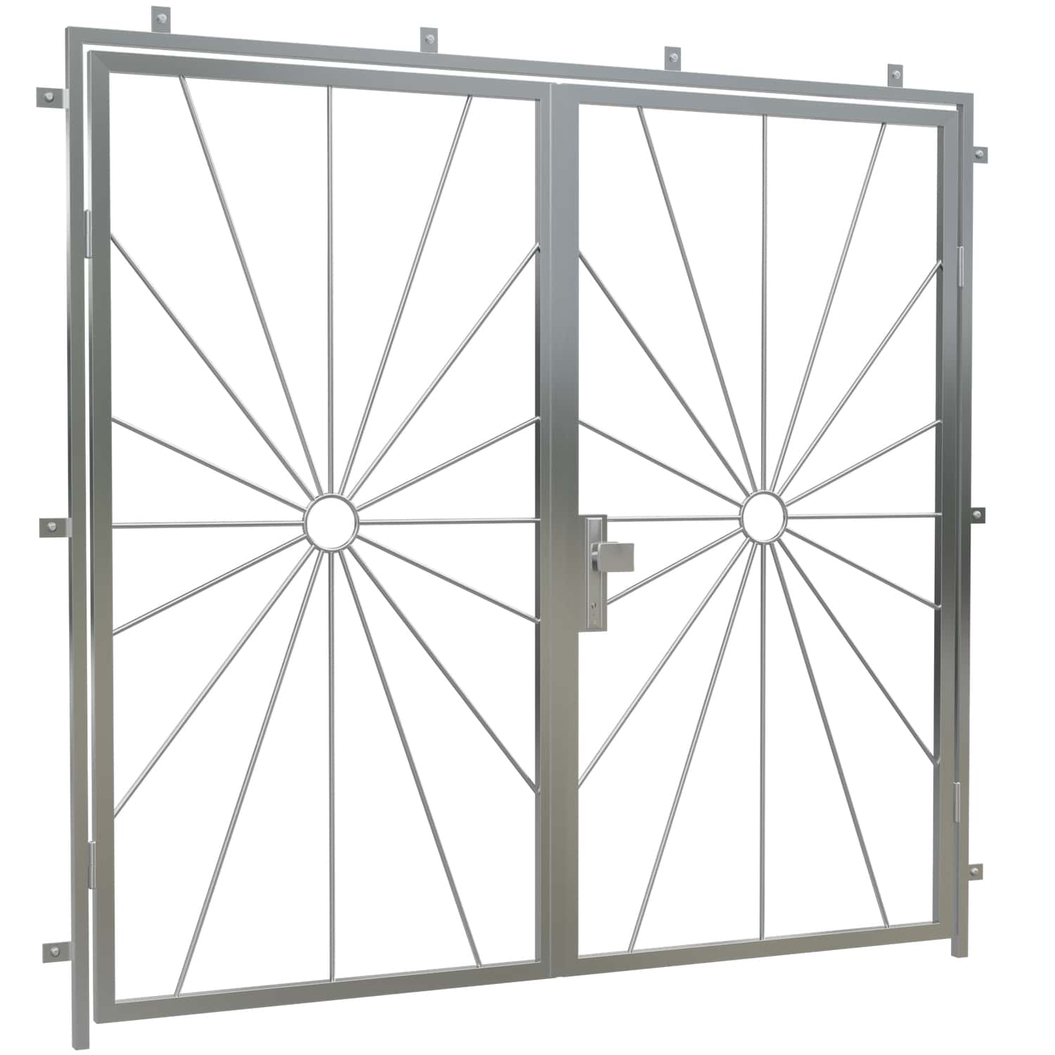 Porte grillagée en acier inoxydable cercle solaire à 2 battants