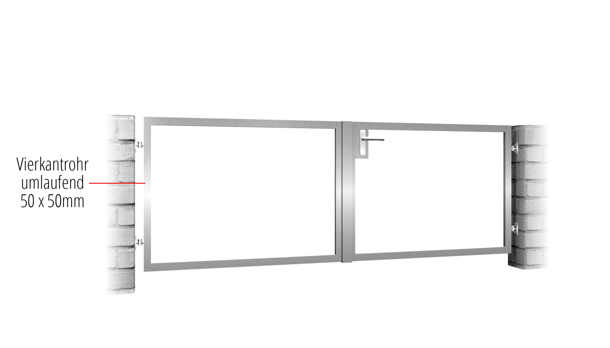 Portail de jardin en acier inoxydable à 2 battants, remplissage propre, GE