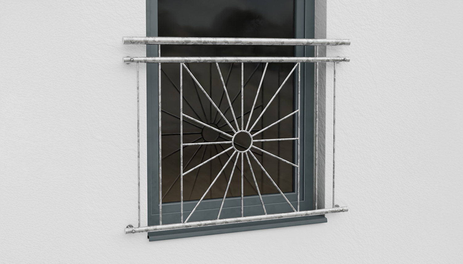 Balcon à la française en acier galvanisé soleil cercle 