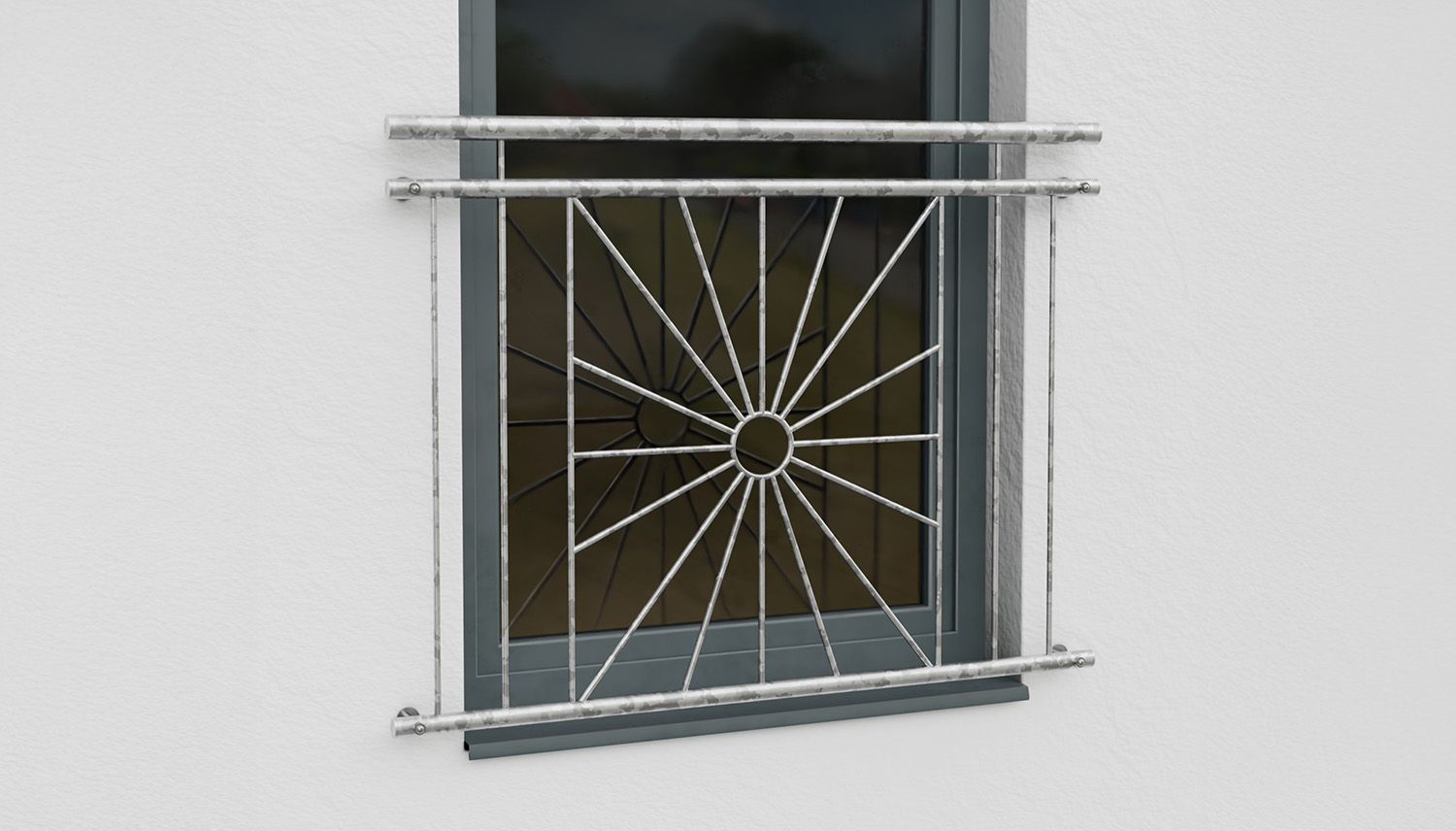 Balcon à la française en acier galvanisé soleil cercle 