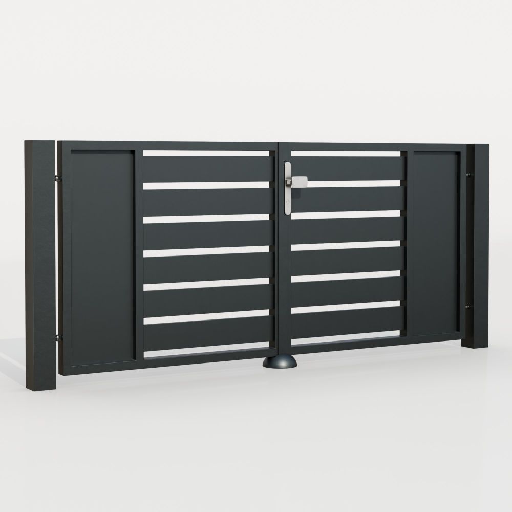 Portail de jardin en aluminium, brise-vue à 2 battants KSB, GE