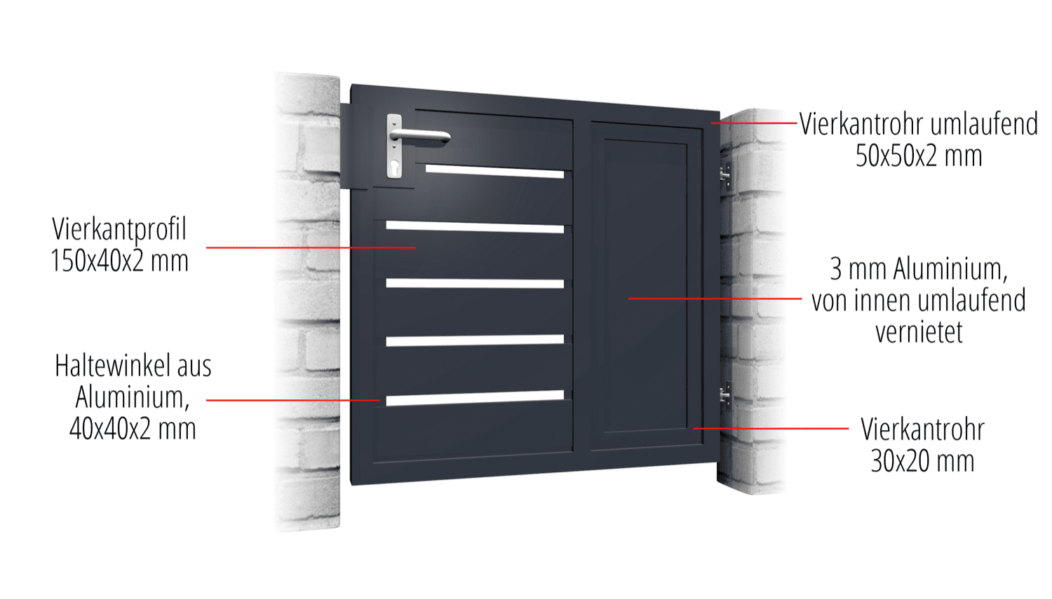 Portillon de jardin aluminium brise-vue à 1 battant KSB, GE