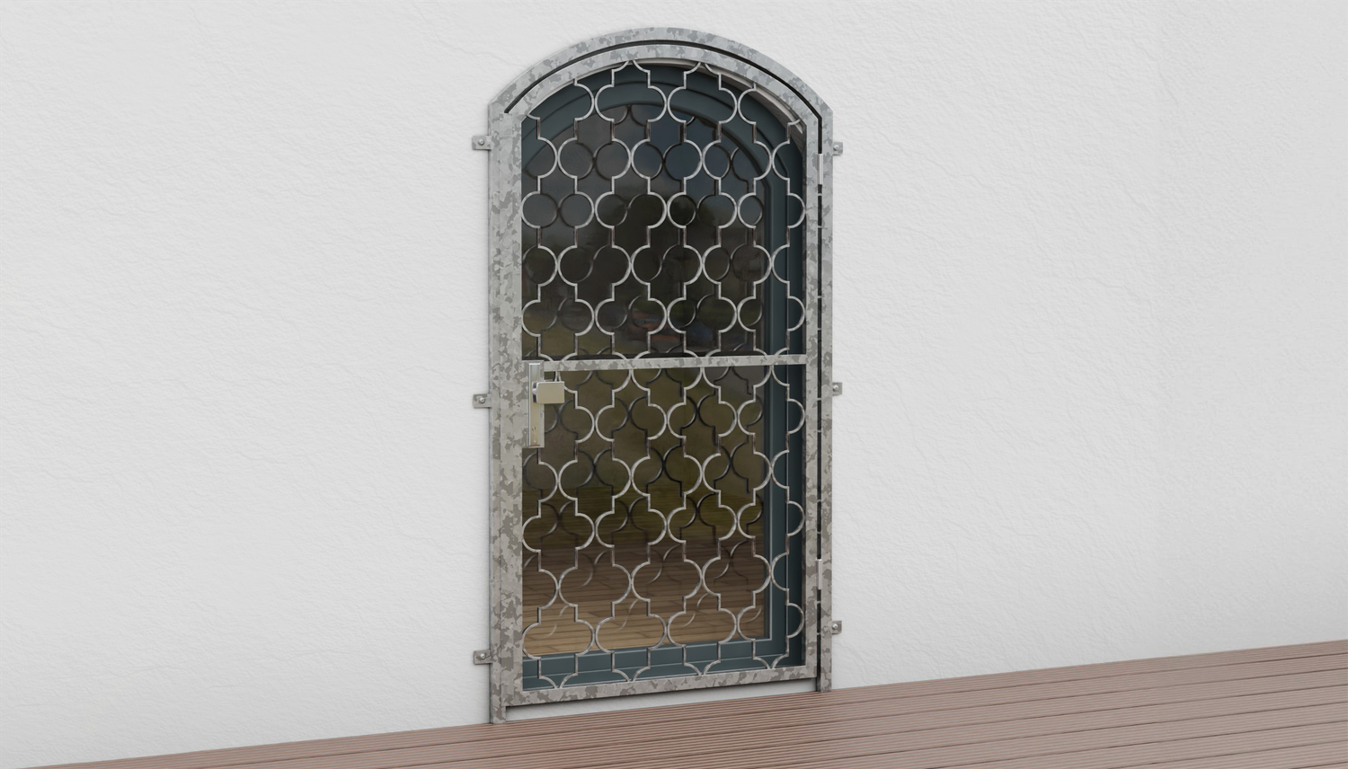Porte grillagée en acier galvanisé Arc supérieur Rhombus Classic