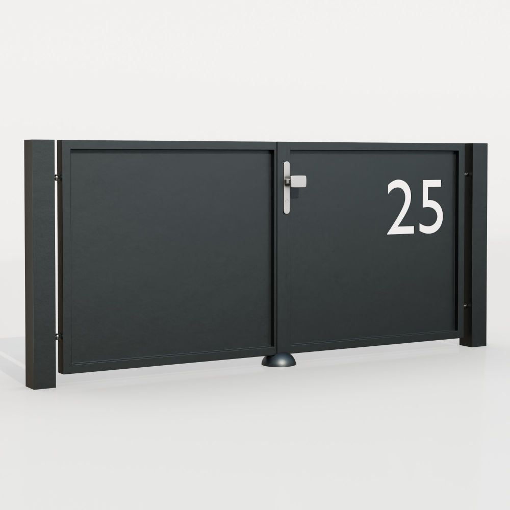 Portail de jardin en aluminium, brise-vue à 2 battants HNR, GE