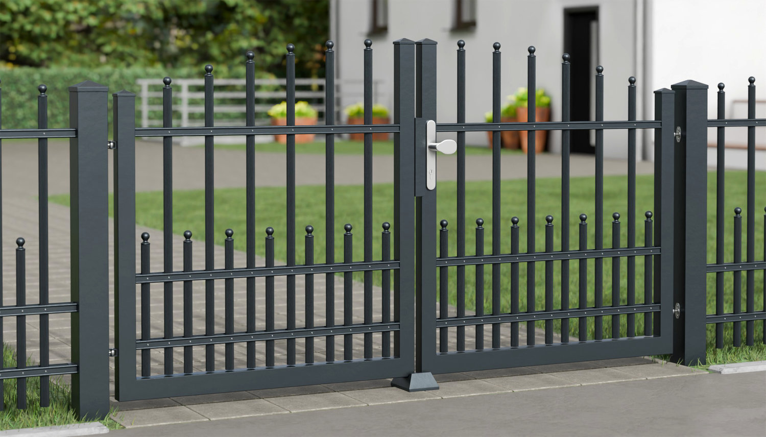 Portail de jardin aluminium 2 battants palissades DPP Classic, OB