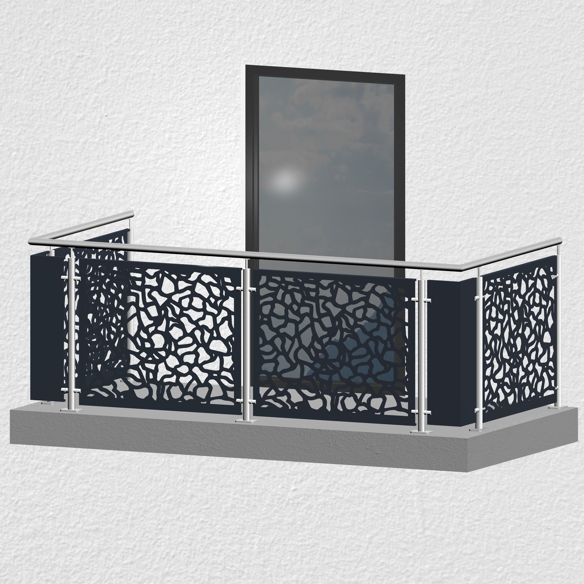 Balustrade de balcon en acier inoxydable plaque design AB 2