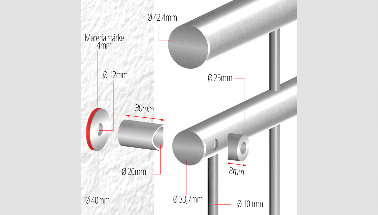 Balcon à la française Boules en V en acier inoxydable