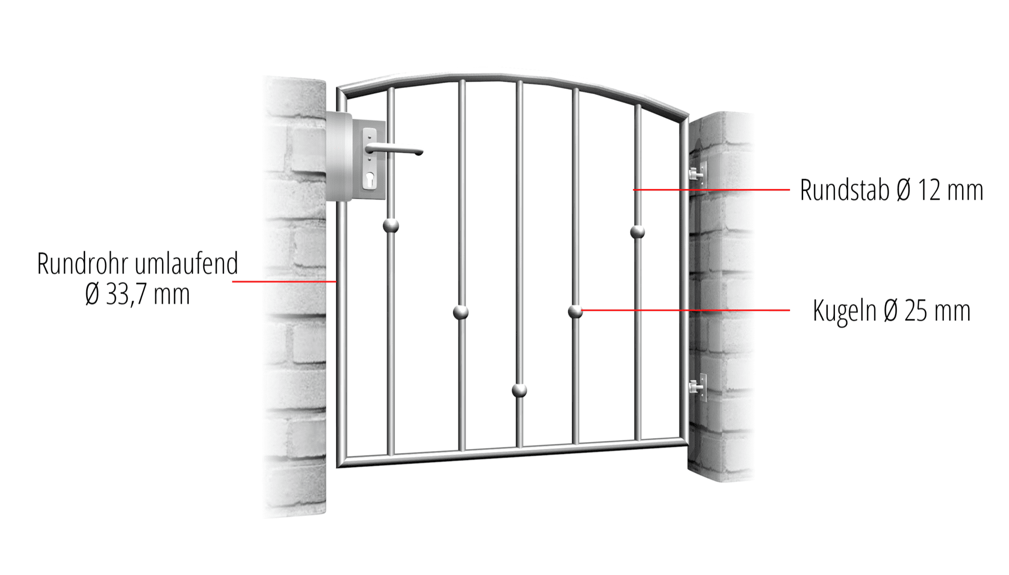 Boules en V à 1 battant en acier inoxydable pour portillon de jardin, OB