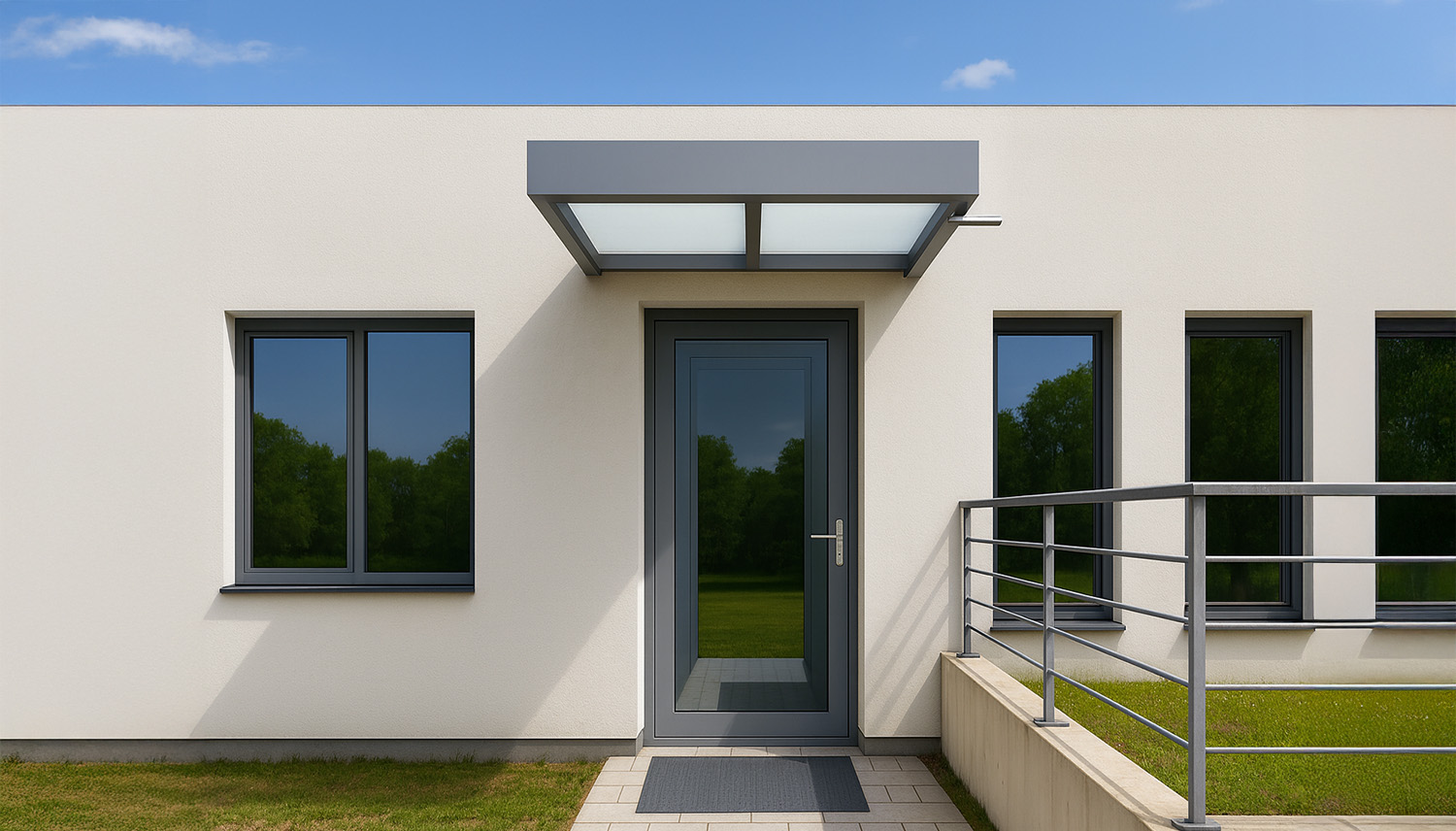 Vordach Aluminium und Glas 1950x1000 mm