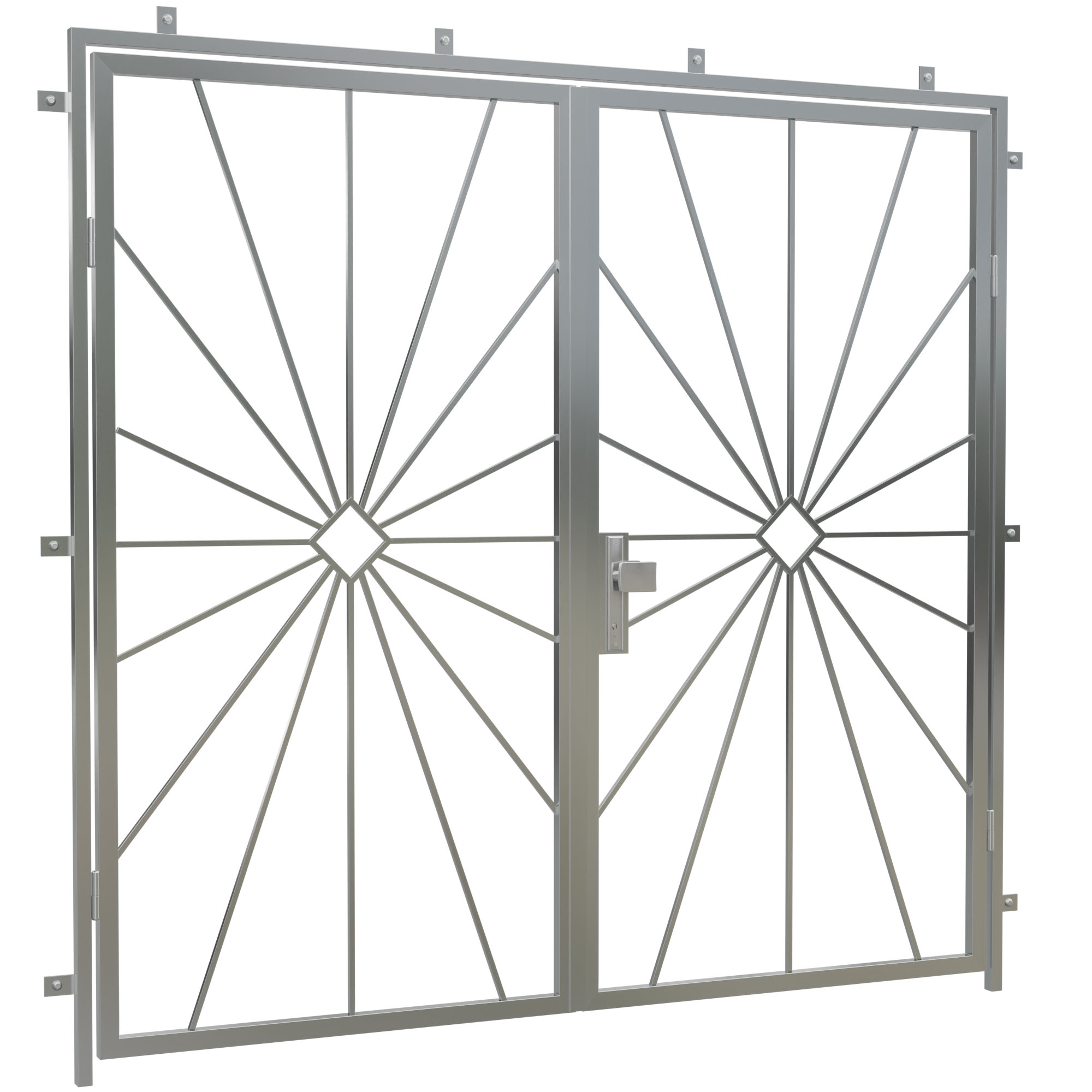 Porte grillagée en acier inoxydable, pare-soleil à 2 battants