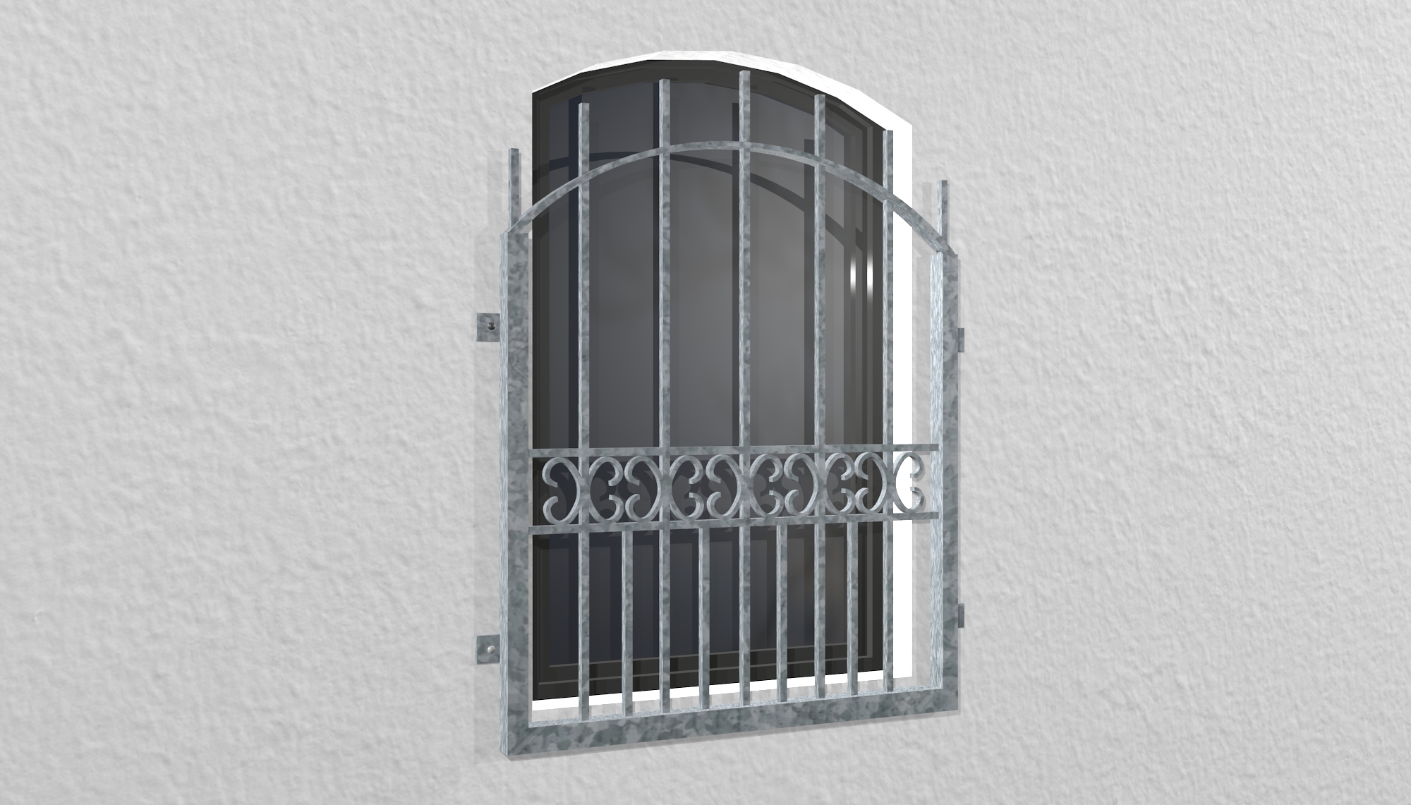 Grille de défense pour fenêtres en acier galvanisé Arc supérieur Bordeaux 