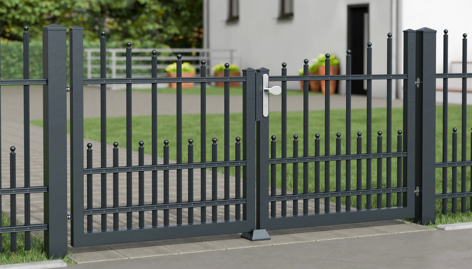 Portail de jardin aluminium 2 battants palissades DPP Classic, UB