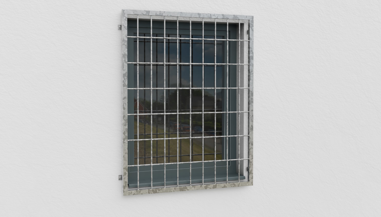 Grille de défense pour fenêtres en acier galvanisé barre arrondie