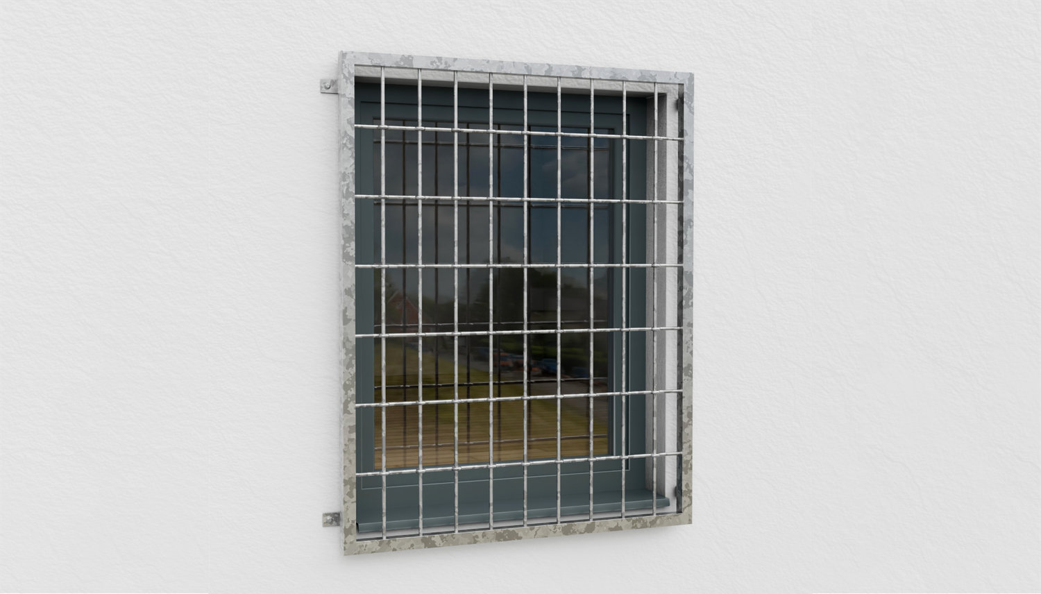 Grille de défense pour fenêtres en acier galvanisé barre arrondie