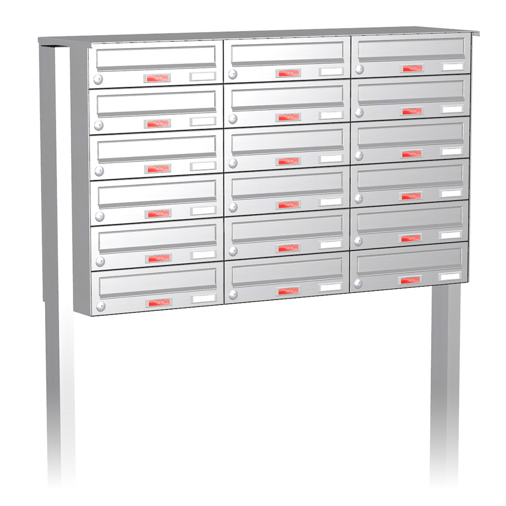 Briefkastenanlage | Freistehend | 18-fach | Waagerecht | Edelstahl