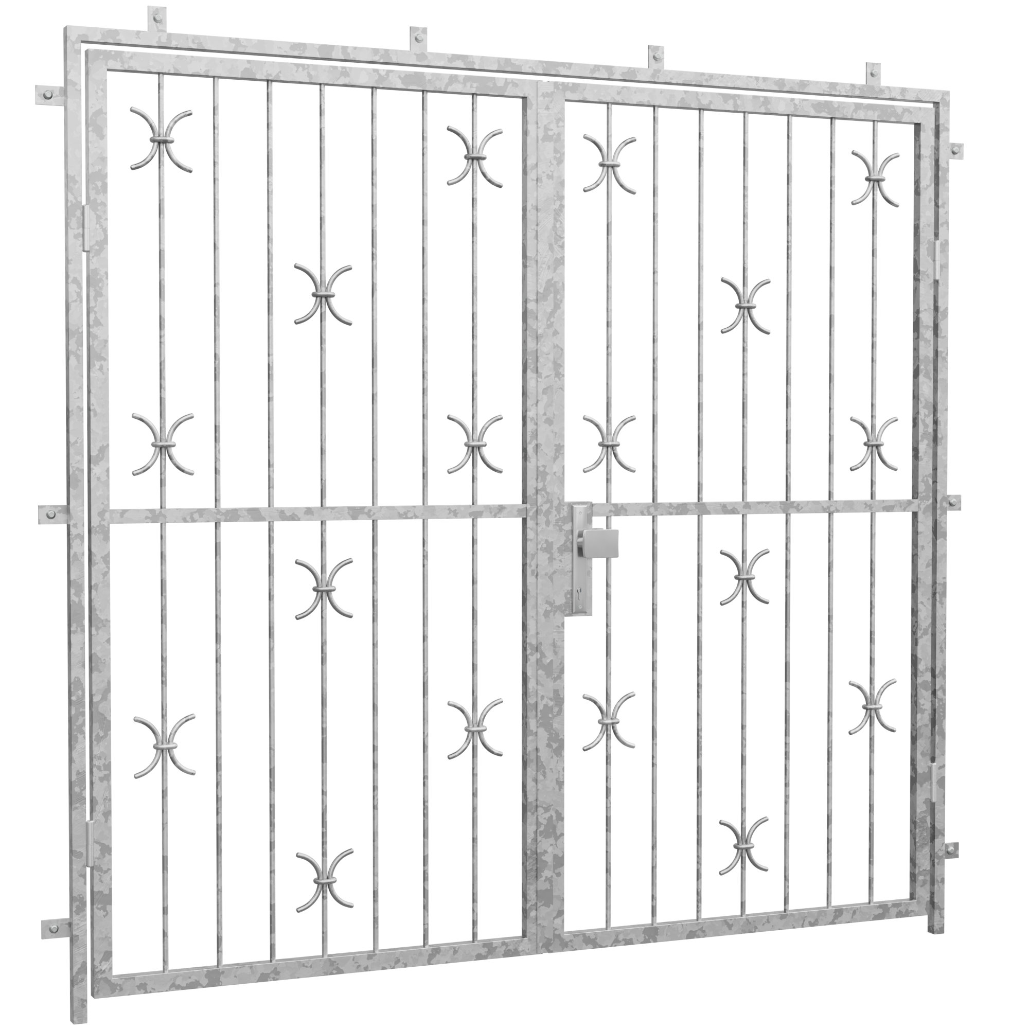 Porte grillagée en acier galvanisé 2 battants arc en C