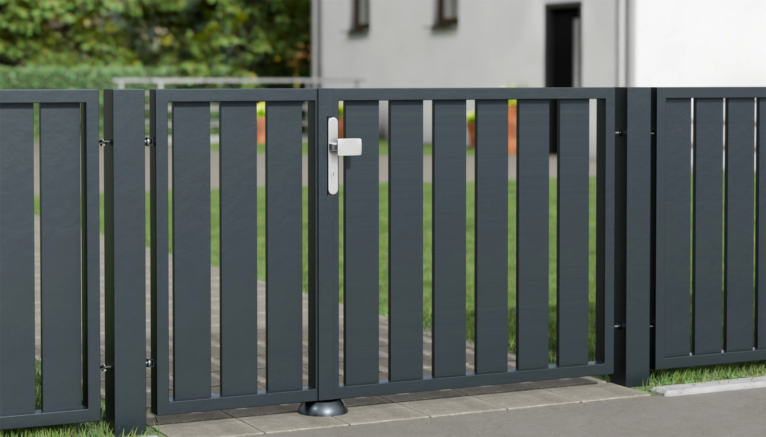 Brise-vue à 2 battants en aluminium pour portillon de jardin lamelles vertical, GE