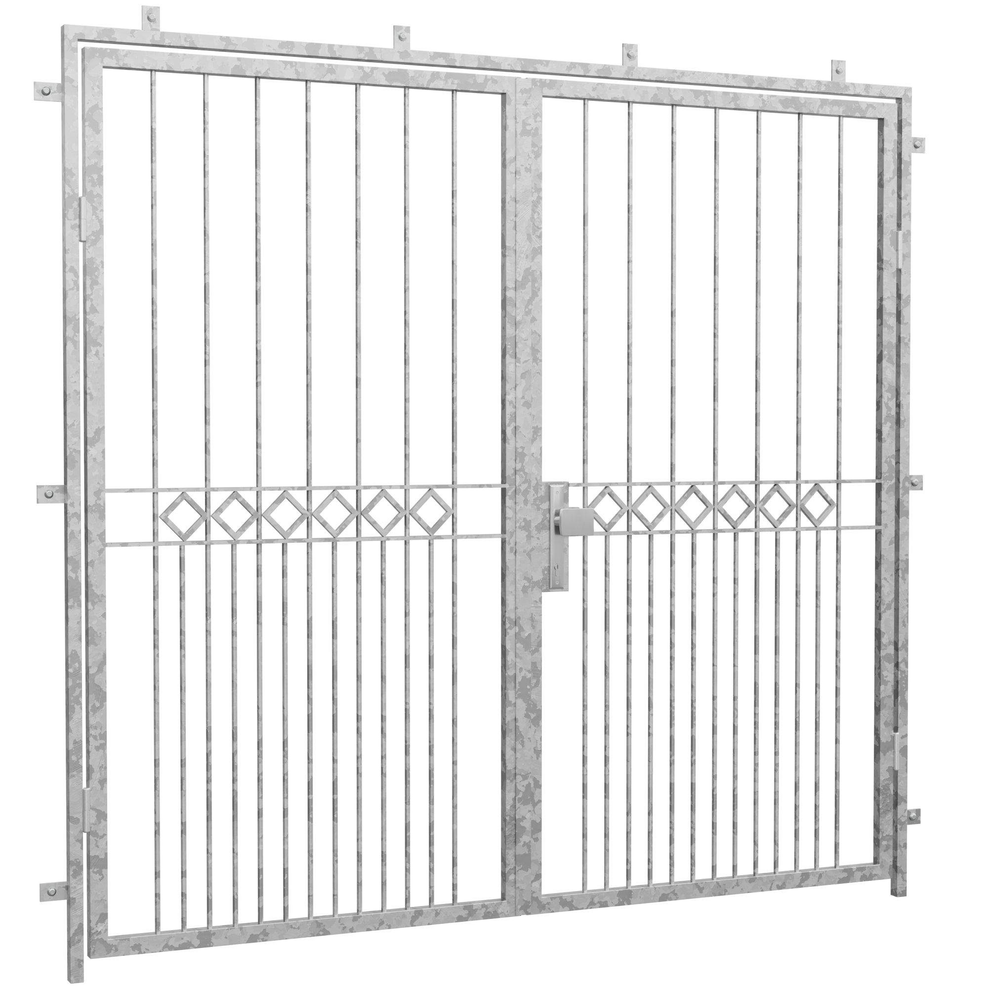 Porte grillagée en acier galvanisé à 2 battants série de carreaux
