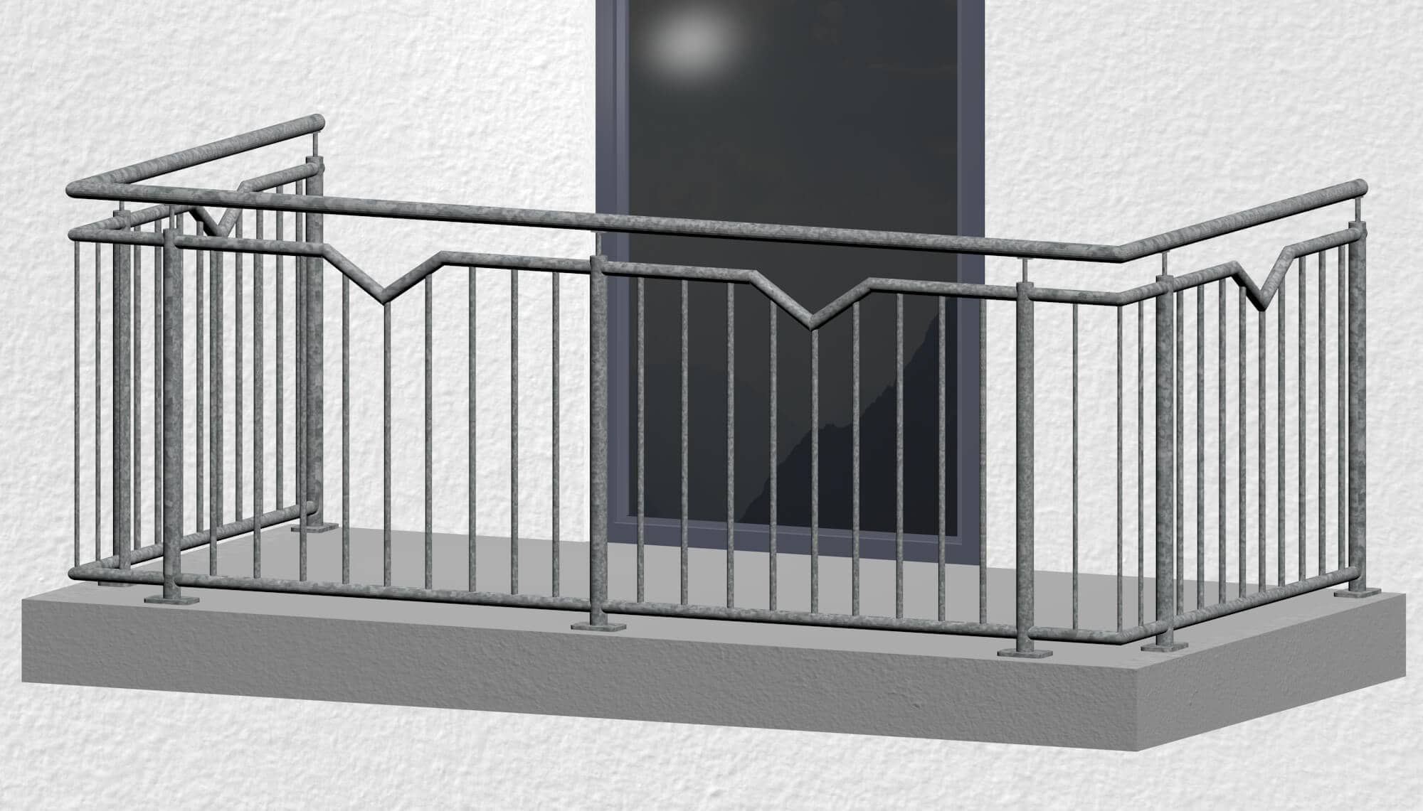 Balustrade de balcon en acier galvanisé simple V