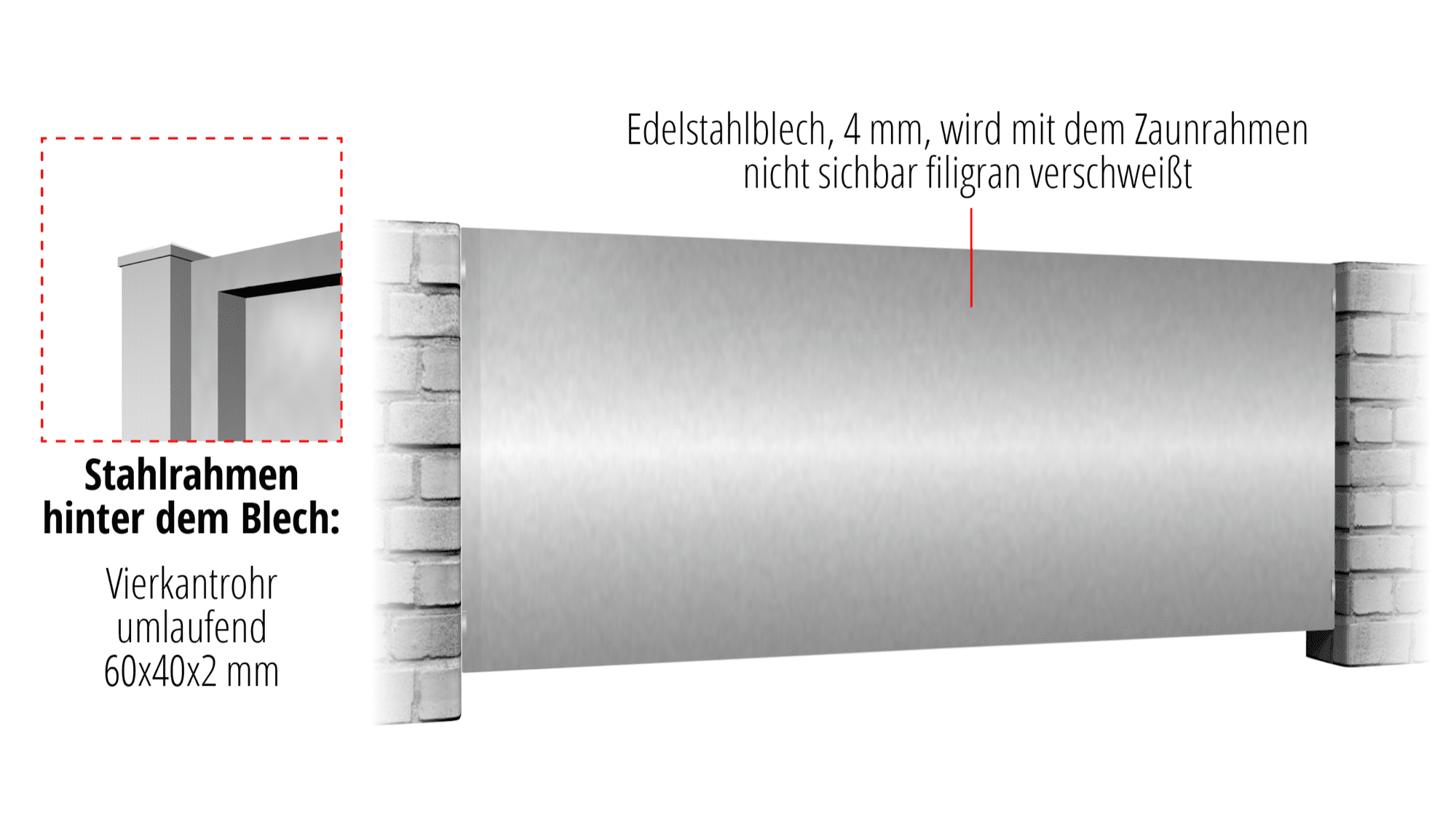 Brise-vue en acier inoxydable pour clôture de jardin, opaque, GE