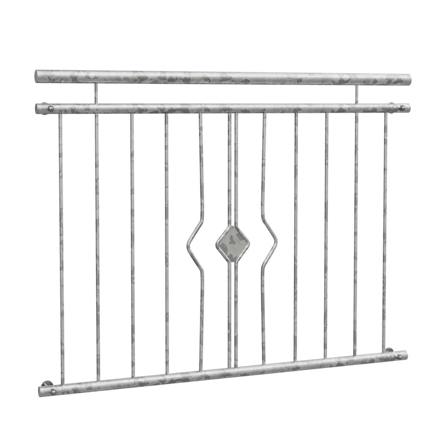 Balcon à la française en acier galvanisé ornement losange 