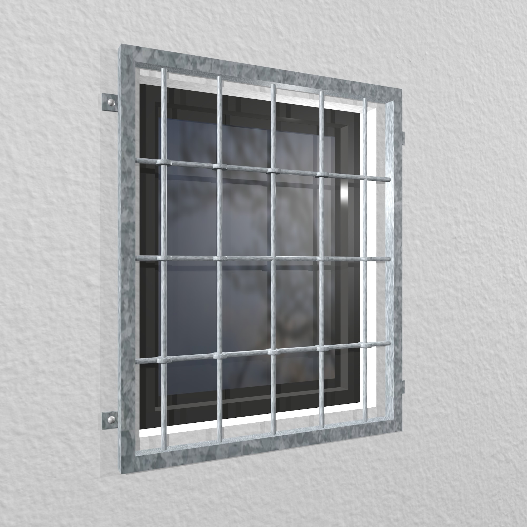 Grille de défense pour fenêtres en acier galvanisé barre arrondie