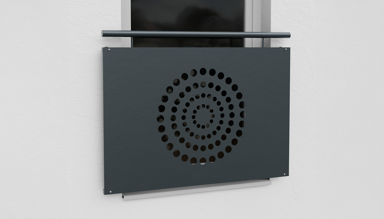 Balcon à la française en acier galvanisé plaque design anneaux circulaires