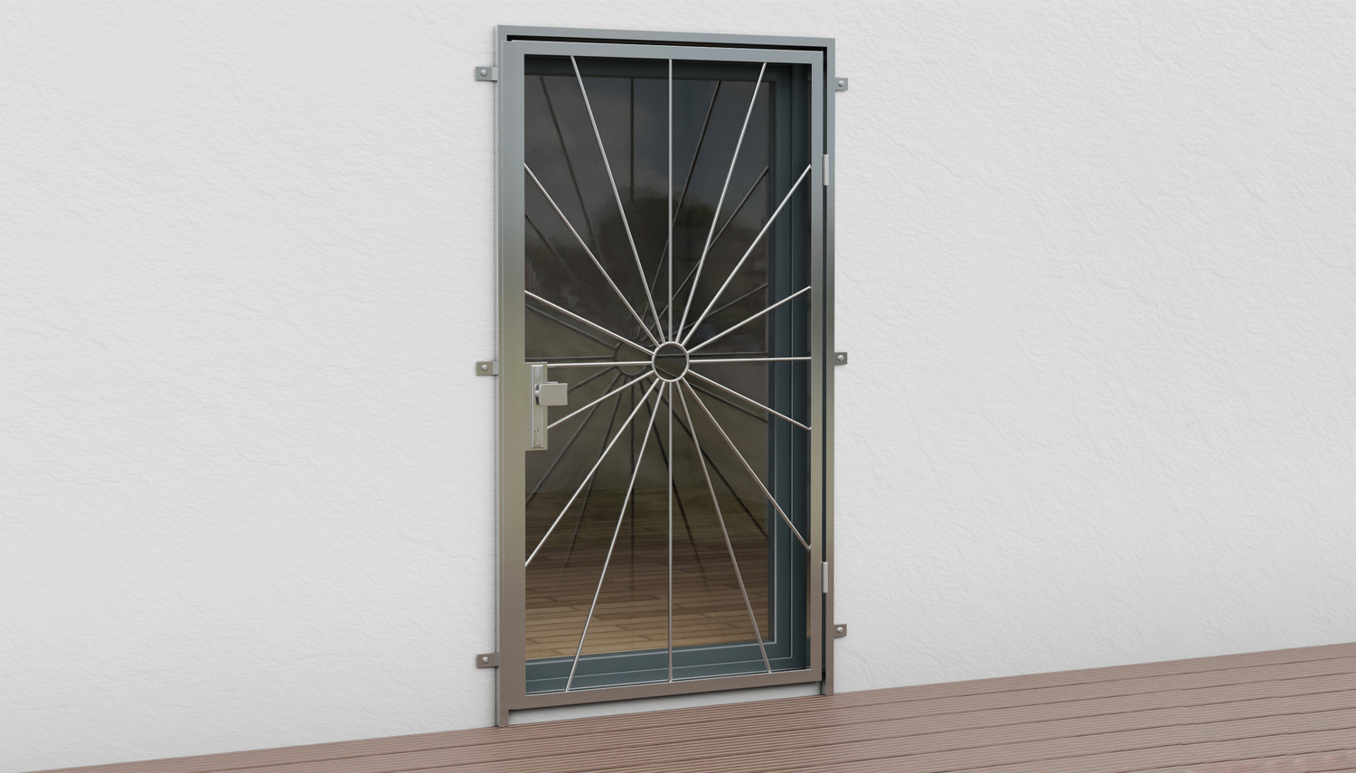 Porte grillagée en acier inoxydable Cercle solaire